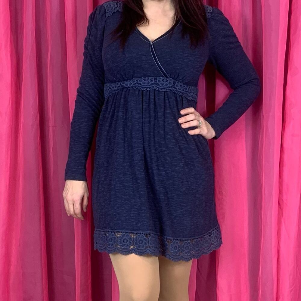 Uttam London blue crochet hem a line dress, small